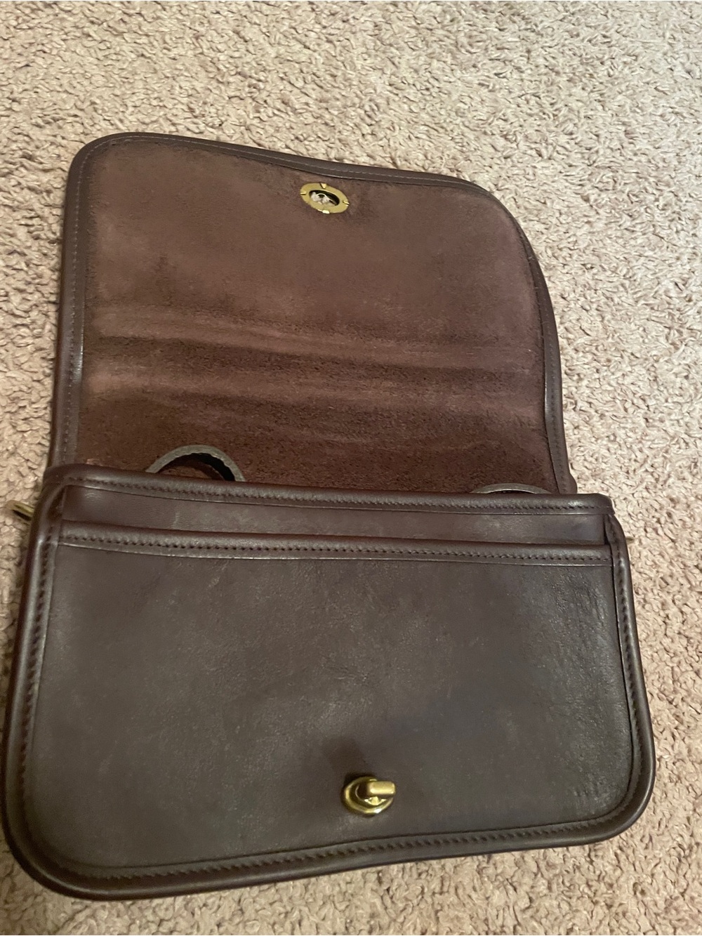 Coach Leather Crossbody Bag in Dark Brown Turnlock Gold - Picture 6 of 12